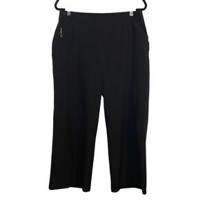 Rafaella Comfort Dress Pants‎ Wide Leg Pull On Cropped Black Career Size Large